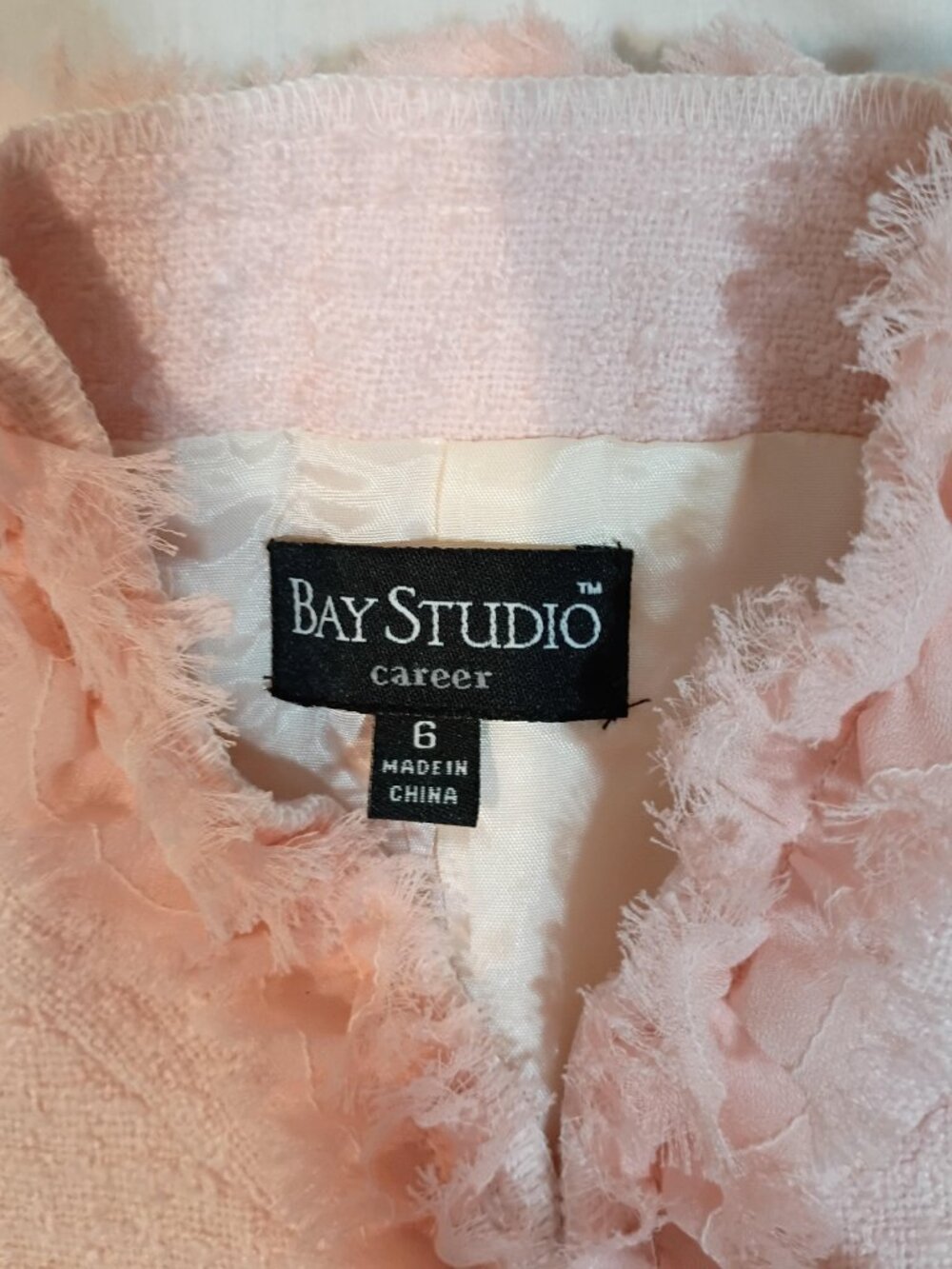 Bay Studio/Blazer/Womens 6/Pastel Pink/Tweed Cropped Career Office Preppy NWT Ch - Picture 2 of 7